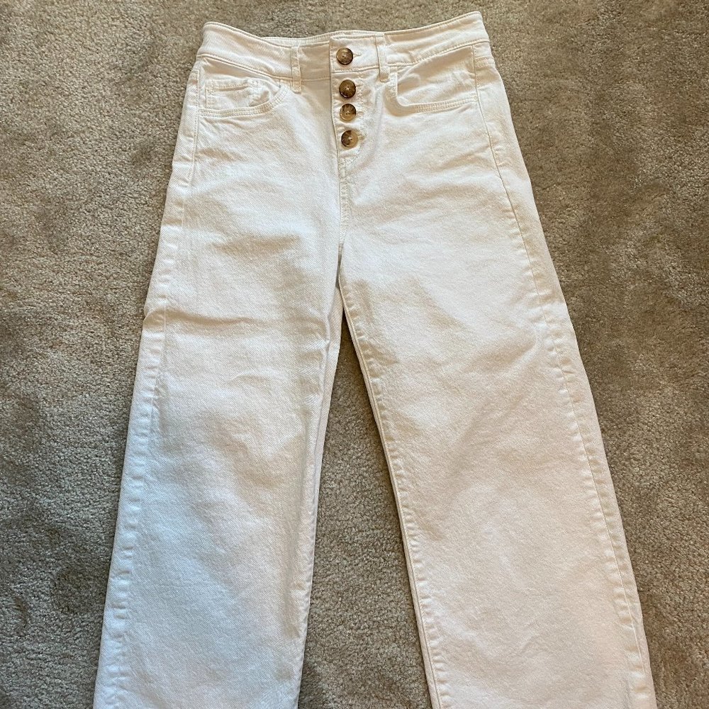 High waist wide leg off white pants